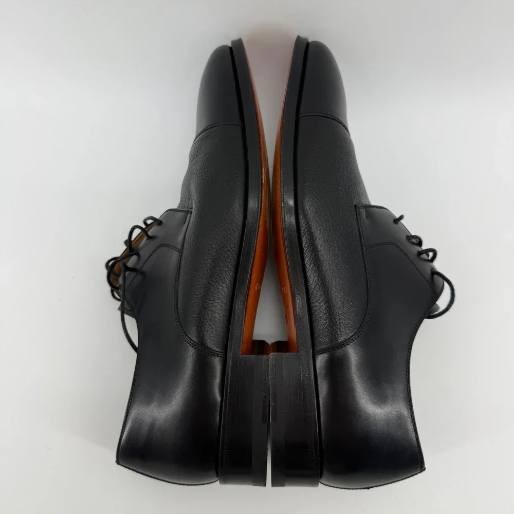 Magnanni Daniel Cap Toe Derby Black Leather Dress Shoes 13316 Mens 10.5 M Spain